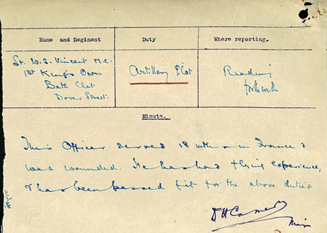 Minute written on William by R.F.C as “Artillery Pilot”